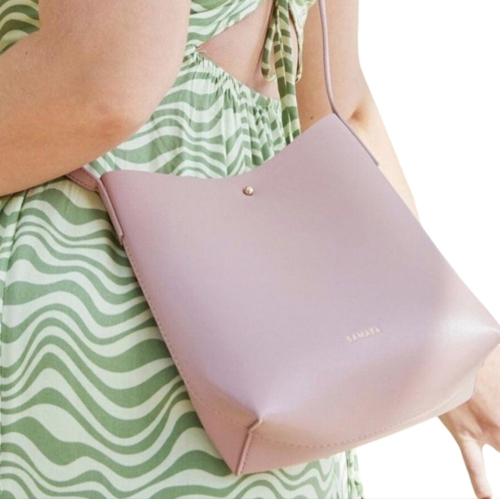 Samara Shoulder Bag Peony Pink Vegan Leather Minimalist Structured Purse